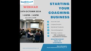 Starting Your Own Coaching Business - Webinar Invite  24th Oct 24