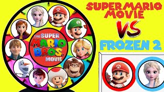 Super Mario Bros The Movie VS Frozen Spinning Wheel Game Punch Box Surprises!