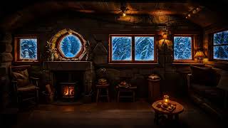 Relaxing Cabin Ambience Fireplace and Snowstorm Sounds