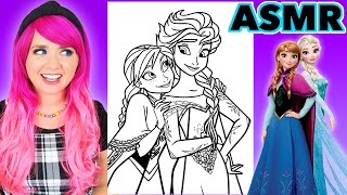 ASMR Coloring Frozen Anna & Elsa | Calming ASMR Coloring for Relaxation & Stress-Relief