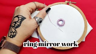 hand embroidery ring mirror work design