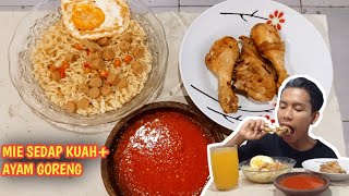 MUKBANG AYAM GORENG+MIE SEDAP KUAH SOTO+SAMBAL ISTIMEWAH