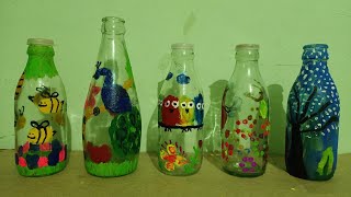 Glass Bottle Art |DIY| Recycle Glass bottle Art |Bottle Design| Thumb and finger glass painting