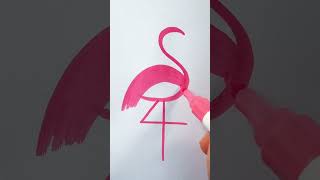 How to draw a flamingo using S and 4 Simple flamingo drawing Learn to draw together Digital simp