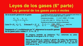 Ecuación gral  para n moles