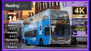 [Reading buses] orange 14 ~ Reading Station ➝ Woodley ➝ Reading Station (Circular)【4K UW】