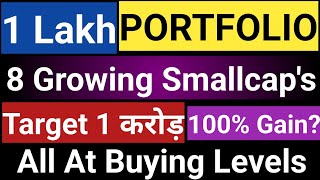 1 Lakh Rs. Portfolio | 1 Lakh To 1 Crore | Best 8 Growth Smallcap Stocks At Buying Level