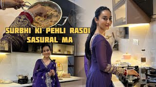 Surbhi jyoti ki pehli Rasoi after marriage Surbhi Kyoto first kitchen making halva for susral