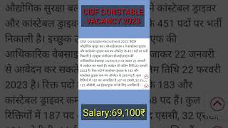 10th Pass Sarkari Naukari 2023 | CISF Constable Recruitment 2023 | Sarkari Job Vacancy | #shorts