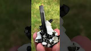 Lusterious Schorl Black Tourmaline Crystal on Albite from Pakistan #tourmaline #minerals #crystals