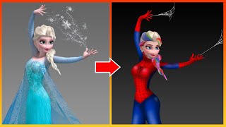 Frozen  Elsa Frozen Glow Up Into Spider Man  - @cartoonfashion68