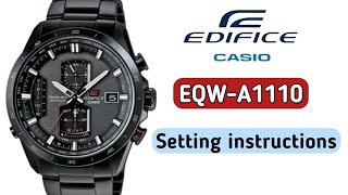 Casio Edifice EQW-A1110 Setting Instructions | Time, World Time, Stopwatch & Alarm settings