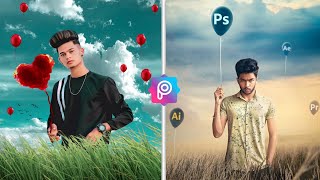 Creative Heart Balloon Concept | Hindi PicsArt Tutorial | Viral Balloon Effect Photo Edit | RTWORLD