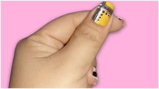 Black and Yellow nail Design Stripping Nail Art #Shorts