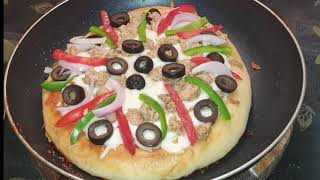 Pan Pizza/ Without Oven pizza Recipe/ Zafraani Zaiqa/urdu/ hindi