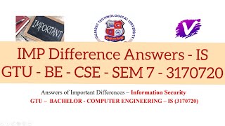 Answers of IMP Difference - IS - 3170720 | Information Security - IMP Difference | GTU BE CSE SEM 7