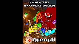 Suicide rate in Europe per 100.000 peoples