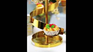 "Transform Your Buffet with PYEIN® Golden Cloud Risers Rack – The Ultimate Elegance!"