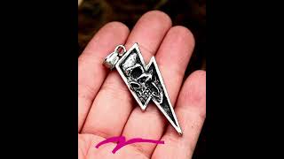 Lightning Skull Titanium Steel Pendant Skull Gothic Punk Jewelry