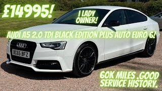 Audi A5 2.0 TDI Black Edition Plus Sportback Auto EURO 6! (S/S). 1 LADY OWNER!