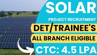 Solar Plant Recruitment 2024 | Diploma Engineer Trainee | All Branch Eligible | Latest Private Jobs