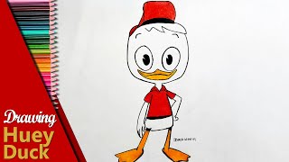 Drawing Huey Duck From DuckTales | How To Draw Huey Duck