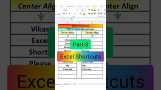 Part 3 : Excel Shortcuts Series | Center Align | #shorts #excel #exceltips #exceltricks