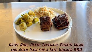 Short Ribs, Pesto Tapenade Potato Salad, and Asian Slaw for a Late Summer BBQ