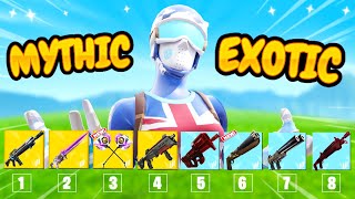 Collecting Every *MYTHIC AND EXOTIC* In a Single Fortnite Game!!!