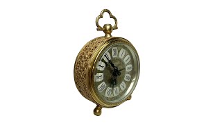 Blessing German Gilt Metal Alarm Clock #AntiqueClocksDepot