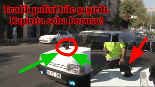 Kaputtaki soba borusunu gören trafik polisleri bile şaşırdı!