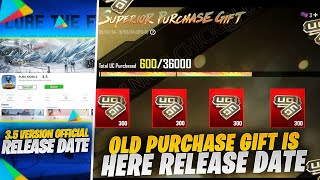 Old Purchase Gift Is Here | 3.5 Version Release Date | Honor Spin Release Date | Pubgm\Bgmi