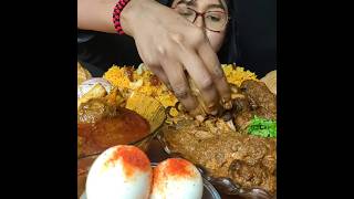 ASMR: EATING SPICY CHICKEN CURRY🔥 BASNTI PULAO || #shorts #mukbangn#asmreating #mukbangasmr #asmr