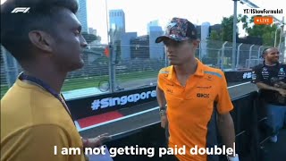 I am not Getting Paid double, Lando Norris when asked to interview during drivers parade