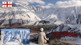 WHERE'S THE BEST PLACE TO EXPERIENCE SNOW IN GEORGIA. Gergeti Trinity Church, Mount Kazbek, Georgia