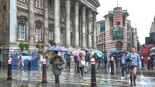 Heavy Rain in the City of London ☔️ Rush Hour London Walk Tour · 4K HDR