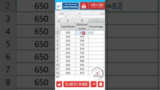 How to calculate percentage in excel#short #excel #exceltips #exceltutorial #msexcel #microsoftexcel