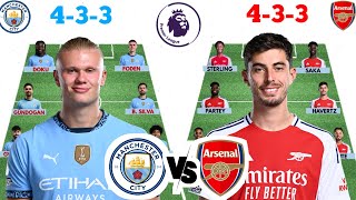 🚨 MANCHESTER CITY VS ARSENAL HEAD TO HEAD POTENTIAL STARTING LINE UP | (4-3-3 VS 4-3-3) EPL 2024/25