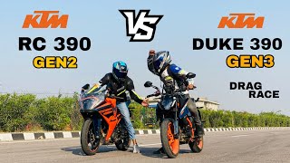 ktm duke 390 gen 3 vs ktm rc 390 gen 2 | top end race | ये उम्मीद नहीं थी 😳