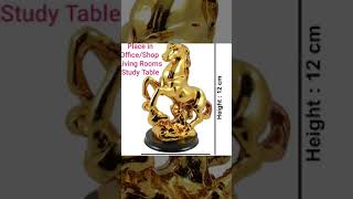 Golden Victory Running Horse at Reiki Crystal Products for Office, Home , Study Table | Feng Shui