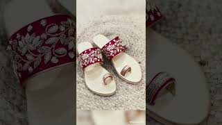 Unique beautiful flat sandals #velvet designs footwear #trending #new fashion trends sandal#shorts