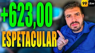 🔴 623,00 NÃO ESPERAVA ESSE VALOR - RECORDE DE KM - DIA ESPETACULAR !!! Uber e 99pop.