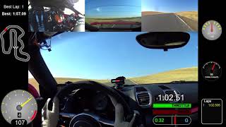 1:57.0 Thunderhill Cyclone in a Porsche GT4 on R7