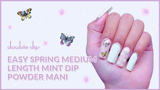 EASY SPRING MEDIUM LENGTH MINT DIP POWDER MANI |@Katemarienailz x @doubledipnails9863 💅🦋