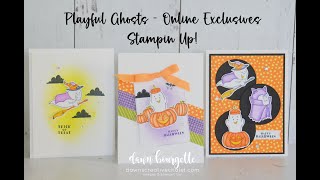 REPLAY FB Live #144 3 card ideas using Playful Ghosts #stampinup #onlineexclusives #halloween #fall