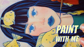 PAINT WITH ME ✦ MIX MEDIA PAINTING⎢Gouache & Watercolor process