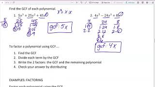 Algebra 1: Factoring Polynomials By GCF