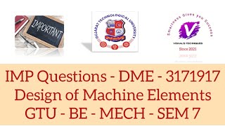 IMP Questions of DME 3171917 | GTU IMP Mechanical Engineering Design of Machine Elements | MECH IMP