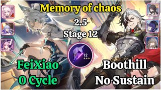 E0S0 FeiXiao 0 Cycle & E0S0 Boothill No Sustain Memory of chaos stage 12 Clear/ Honaki star rail