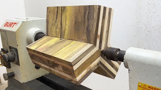 Creative Work Plan On Wood Lathe - Design A Unique Vase From Colored Wood Strips